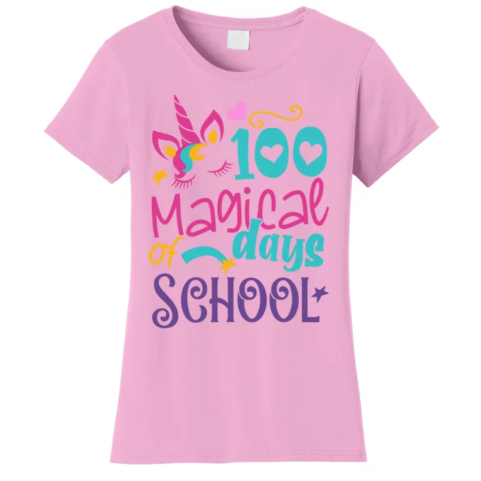 100th Day Of School Unicorn 100 Magical Days Teacher Girls Women's T-Shirt