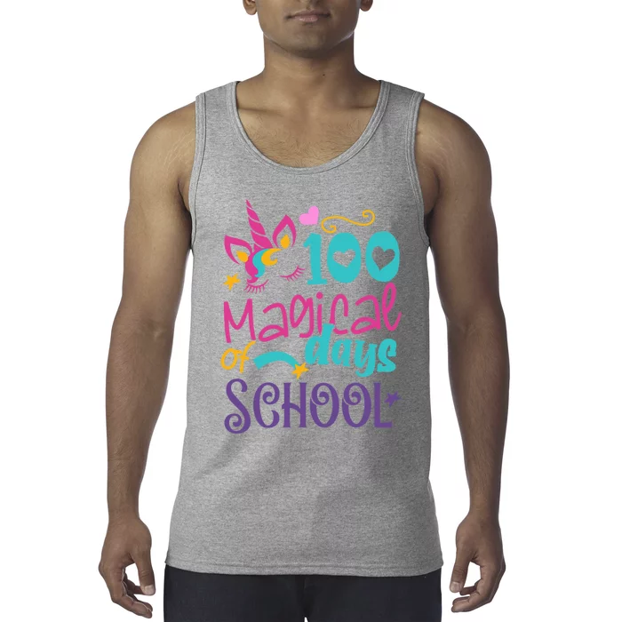 100th Day Of School Unicorn 100 Magical Days Teacher Girls Tank Top