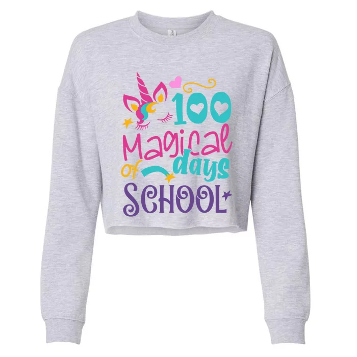 100th Day Of School Unicorn 100 Magical Days Teacher Girls Cropped Pullover Crew