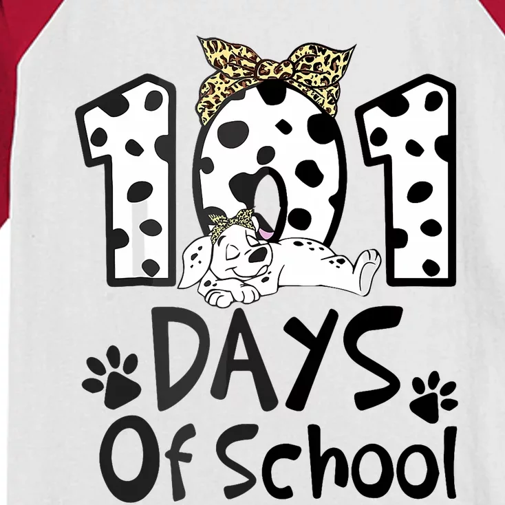 100th Day Of School 101 Days Smarter Funny Dalmatian Kids Colorblock Raglan Jersey