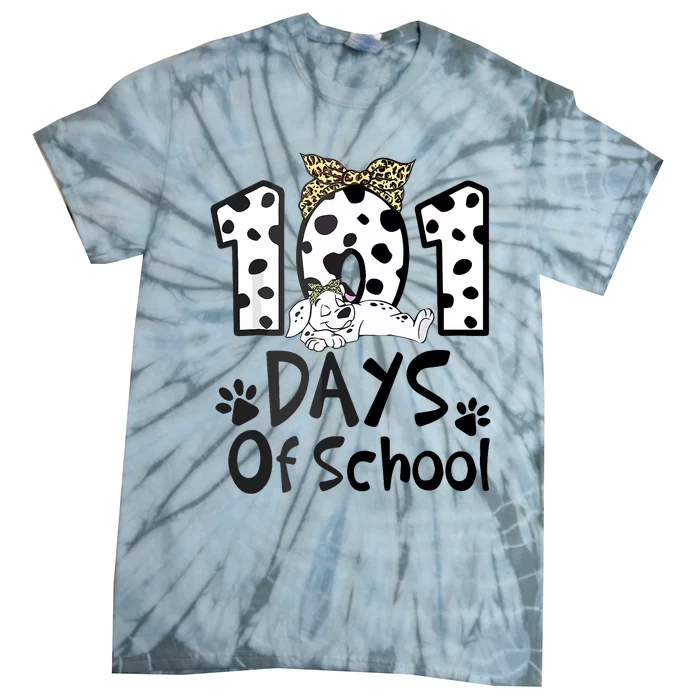 100th Day Of School 101 Days Smarter Funny Dalmatian Tie-Dye T-Shirt