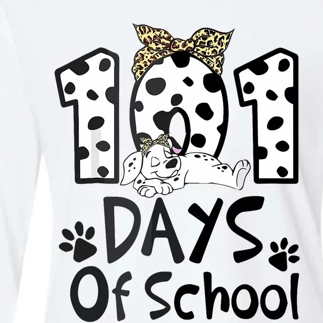 100th Day Of School 101 Days Smarter Funny Dalmatian Womens Cotton Relaxed Long Sleeve T-Shirt