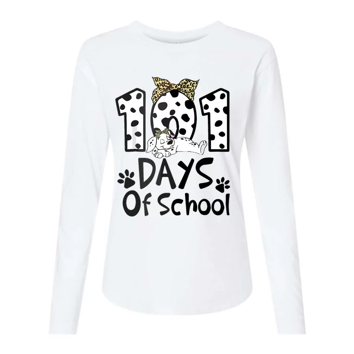 100th Day Of School 101 Days Smarter Funny Dalmatian Womens Cotton Relaxed Long Sleeve T-Shirt