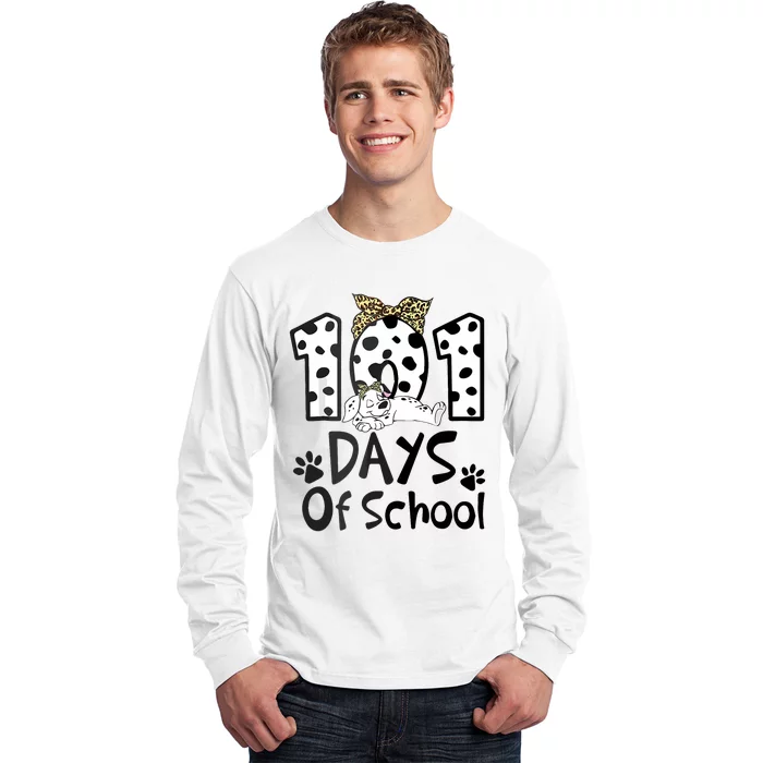 100th Day Of School 101 Days Smarter Funny Dalmatian Long Sleeve Shirt