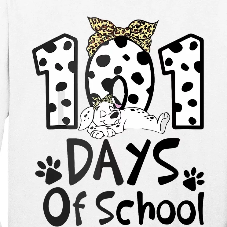 100th Day Of School 101 Days Smarter Funny Dalmatian Long Sleeve Shirt