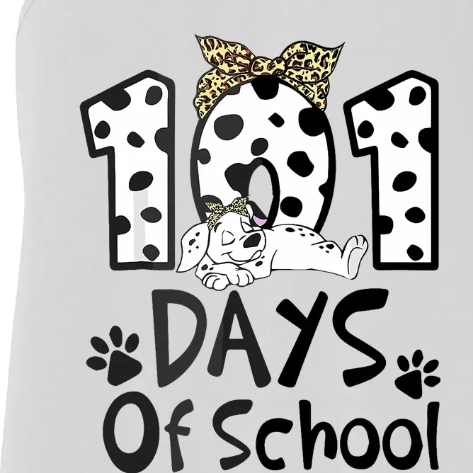 100th Day Of School 101 Days Smarter Funny Dalmatian Women's Racerback Tank