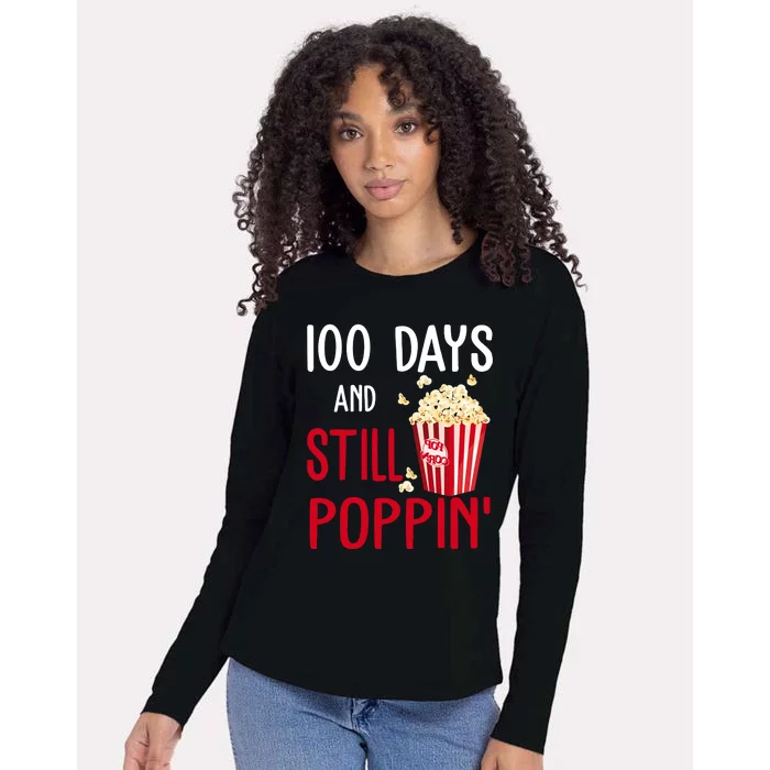 100 Days Of School And Still Poppin Womens Cotton Relaxed Long Sleeve T-Shirt