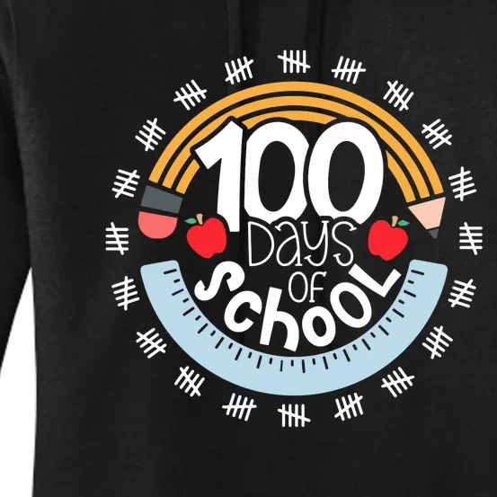 100th Day Of School Teacher 100 Days Smarter Pencil Ruler Women's Pullover Hoodie