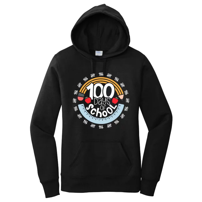 100th Day Of School Teacher 100 Days Smarter Pencil Ruler Women's Pullover Hoodie