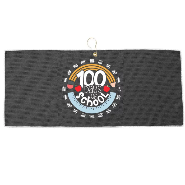 100th Day Of School Teacher 100 Days Smarter Pencil Ruler Large Microfiber Waffle Golf Towel