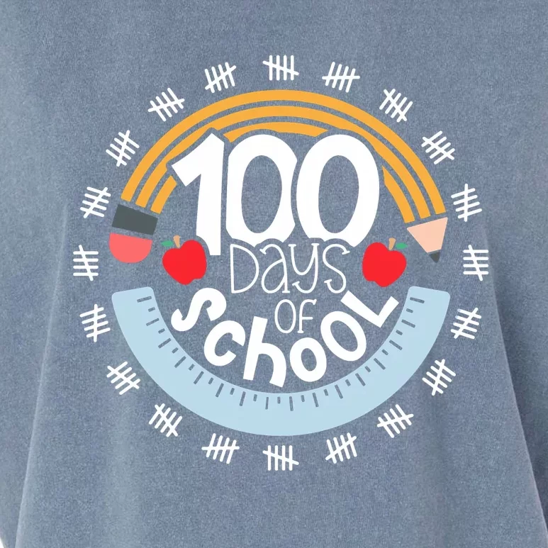 100th Day Of School Teacher 100 Days Smarter Pencil Ruler Garment-Dyed Women's Muscle Tee