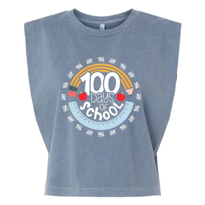 100th Day Of School Teacher 100 Days Smarter Pencil Ruler Garment-Dyed Women's Muscle Tee