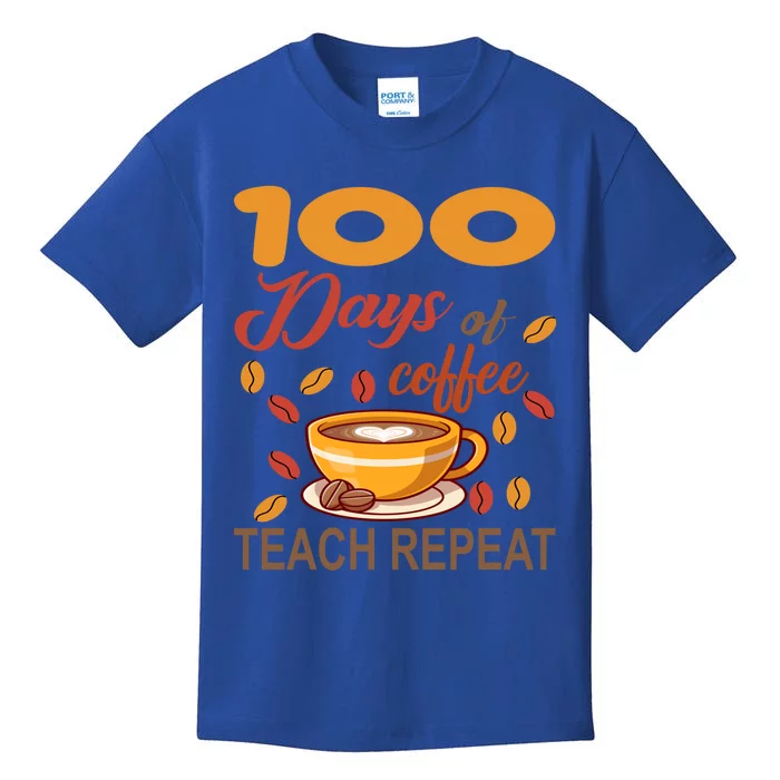 100 Days Of Coffee Teach Repeat Teacher 100 Days Of School Gift Kids T-Shirt