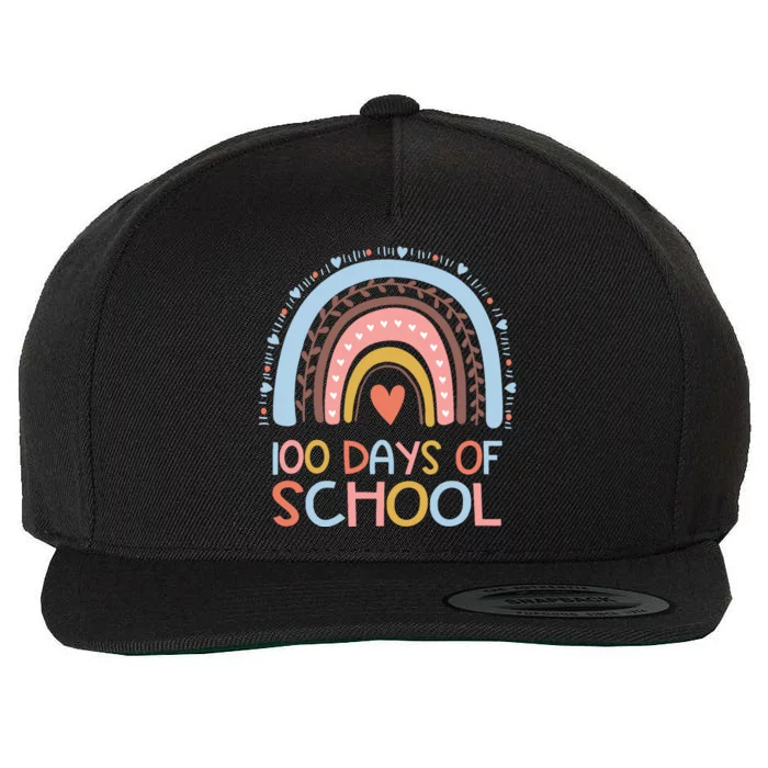 100th Day Of School Teachers 100 Days Smarter Rainbow Wo Wool Snapback Cap