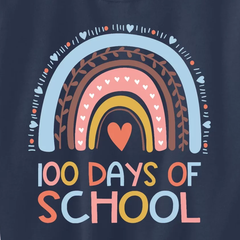 100th Day Of School Teachers 100 Days Smarter Rainbow Wo Kids Sweatshirt