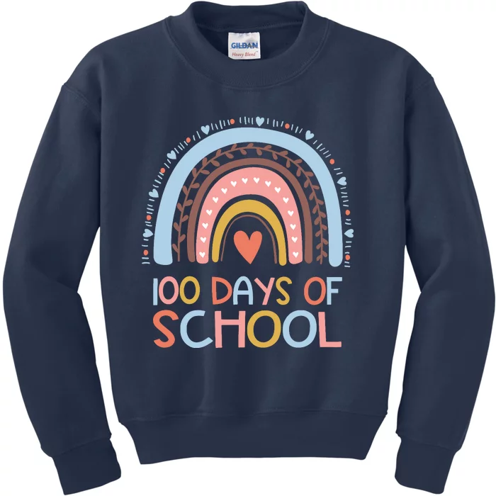 100th Day Of School Teachers 100 Days Smarter Rainbow Wo Kids Sweatshirt