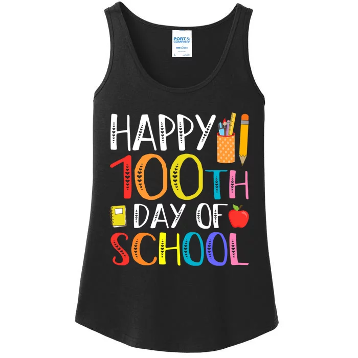 100 Days Of School Teacher And Student Ladies Essential Tank