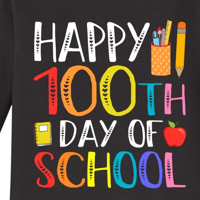 100 Days Of School Teacher And Student Baby Long Sleeve Bodysuit