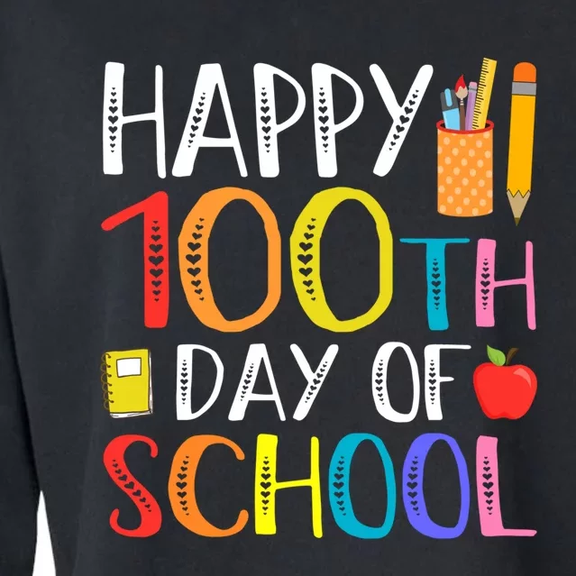 100 Days Of School Teacher And Student Cropped Pullover Crew