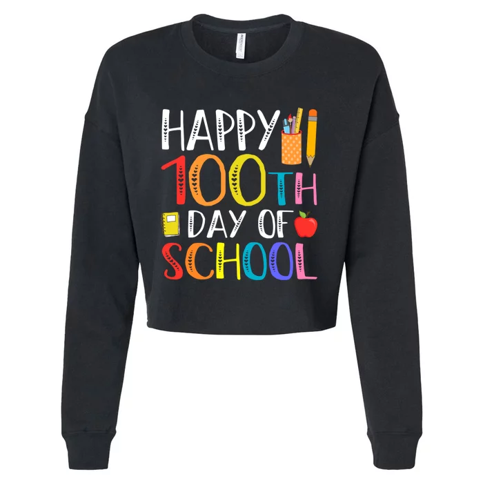 100 Days Of School Teacher And Student Cropped Pullover Crew