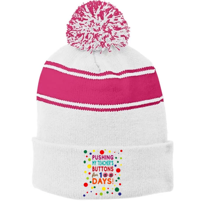 100 Days Of School 2024 Stripe Pom Pom Beanie