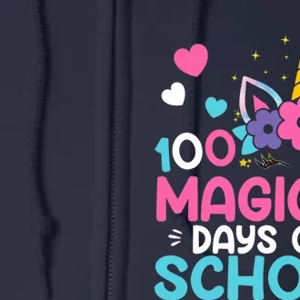 100th Day Of Kindergarten For Girls 100 Magical Days Full Zip Hoodie