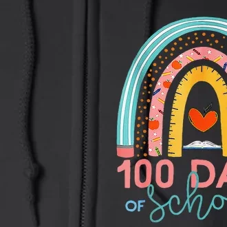 100th Day Of School Teacher 100 Days Smarter Boho Rainbow Full Zip Hoodie