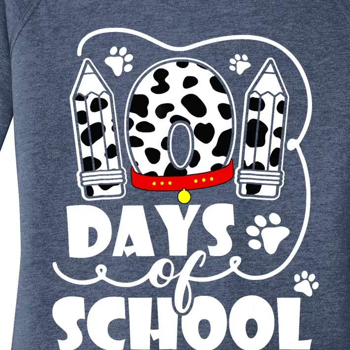 101 Days Of School Dalmatian Dog 100 Days Smarter Women's Perfect Tri Tunic Long Sleeve Shirt