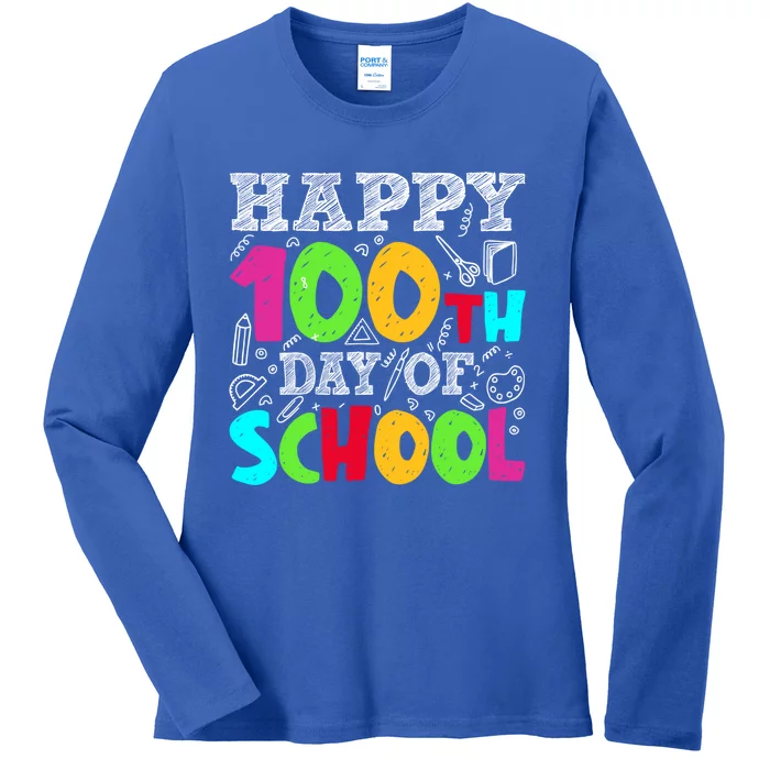 100th Day Of School Teachers Costume 100 Days Students Meaningful Gift Ladies Long Sleeve Shirt