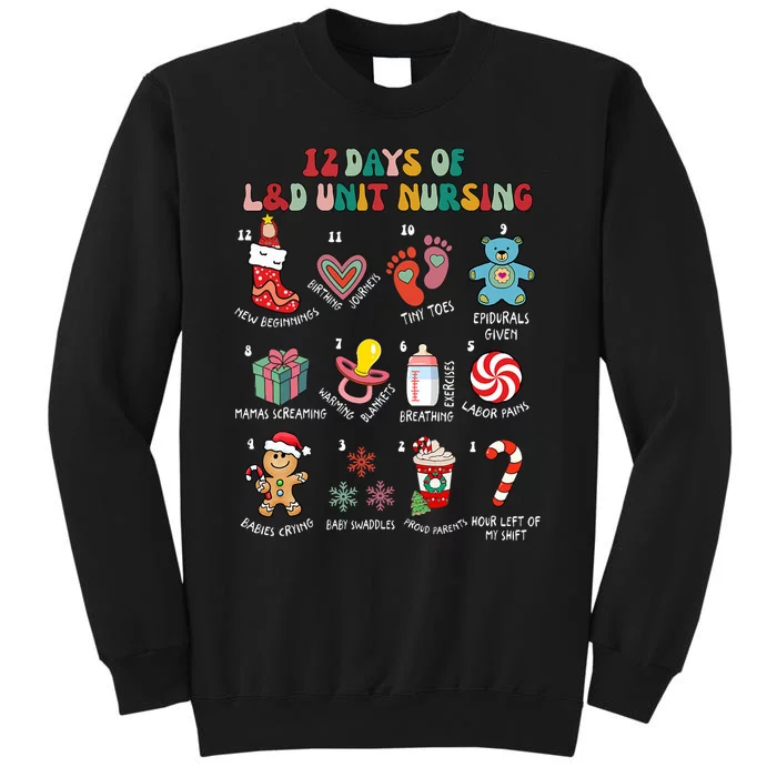 12 Days Of L&D Unit Nursing Labor & Delivery Nurse Christmas Tall Sweatshirt