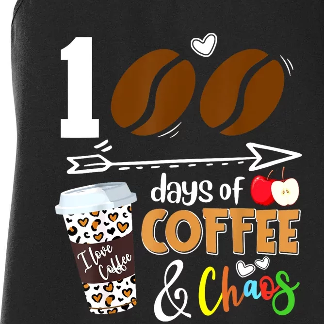 100 Days Of Coffee 100th Day Of School For Teacher Student Women's Racerback Tank