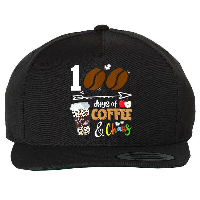 100 Days Of Coffee 100th Day Of School For Teacher Student Wool Snapback Cap