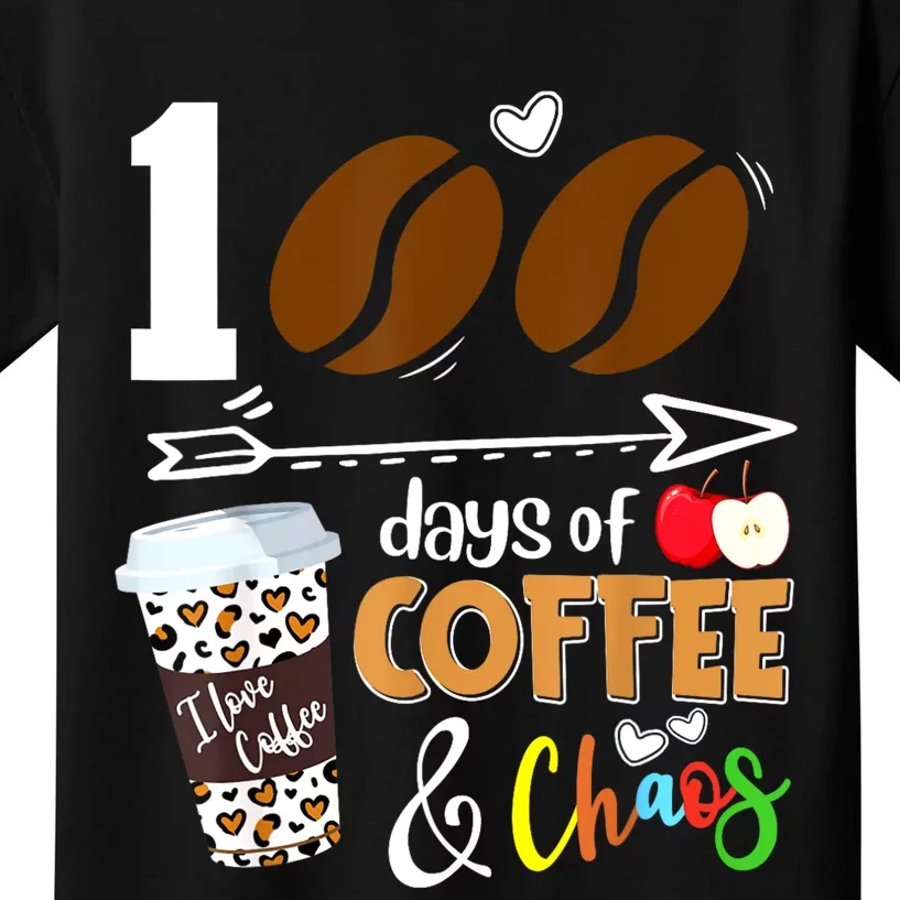 100 Days Of Coffee 100th Day Of School For Teacher Student Kids T-Shirt