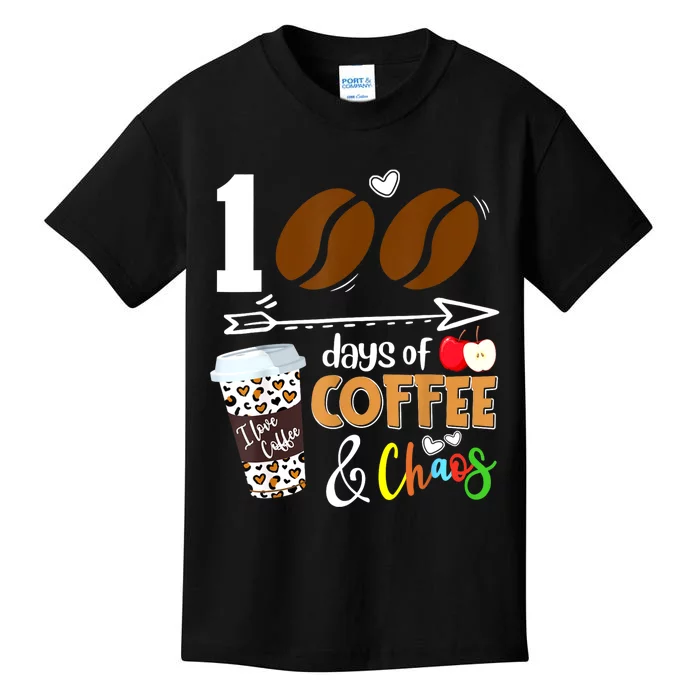 100 Days Of Coffee 100th Day Of School For Teacher Student Kids T-Shirt