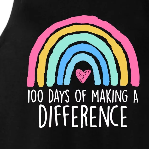 100 Days Of Making A Difference 100th Day Of School Teacher Gift Ladies Tri-Blend Wicking Tank