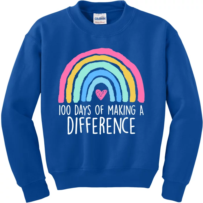 100 Days Of Making A Difference 100th Day Of School Teacher Gift Kids Sweatshirt