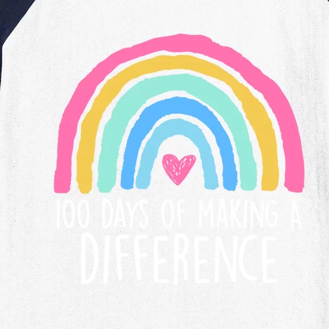 100 Days Of Making A Difference 100th Day Of School Teacher Gift Baseball Sleeve Shirt