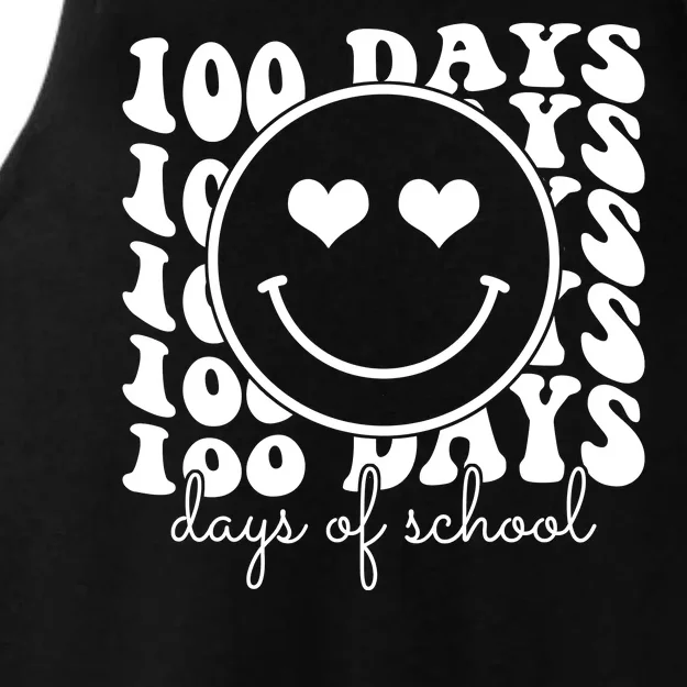 100 Days Of School Retro Smiley Heart Ladies Tri-Blend Wicking Tank