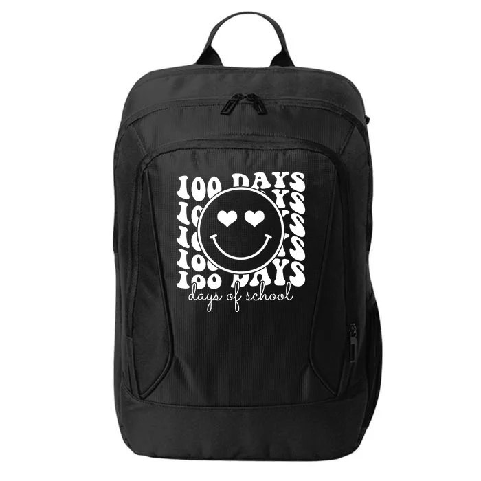 100 Days Of School Retro Smiley Heart City Backpack