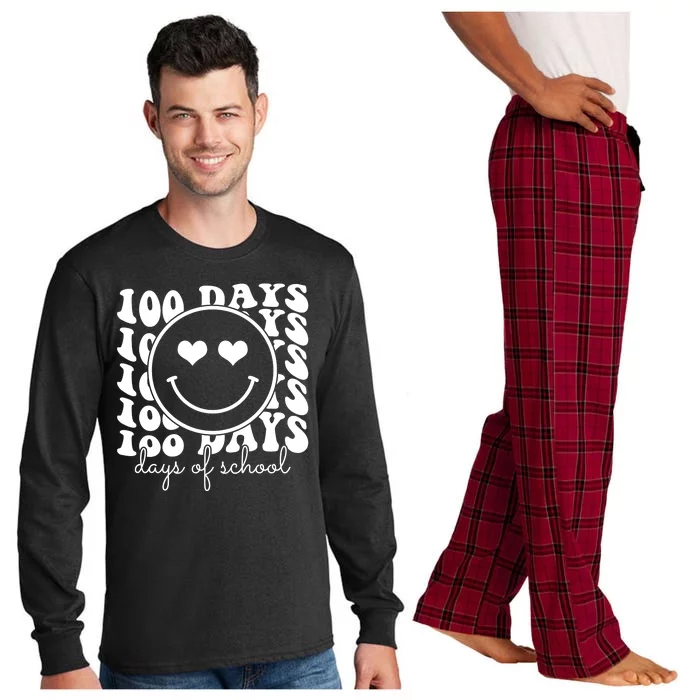 100 Days Of School Retro Smiley Heart Long Sleeve Pajama Set