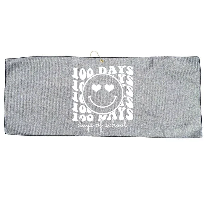 100 Days Of School Retro Smiley Heart Large Microfiber Waffle Golf Towel