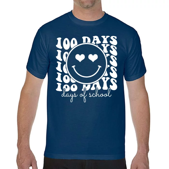 100 Days Of School Retro Smiley Heart Comfort Colors T-Shirt