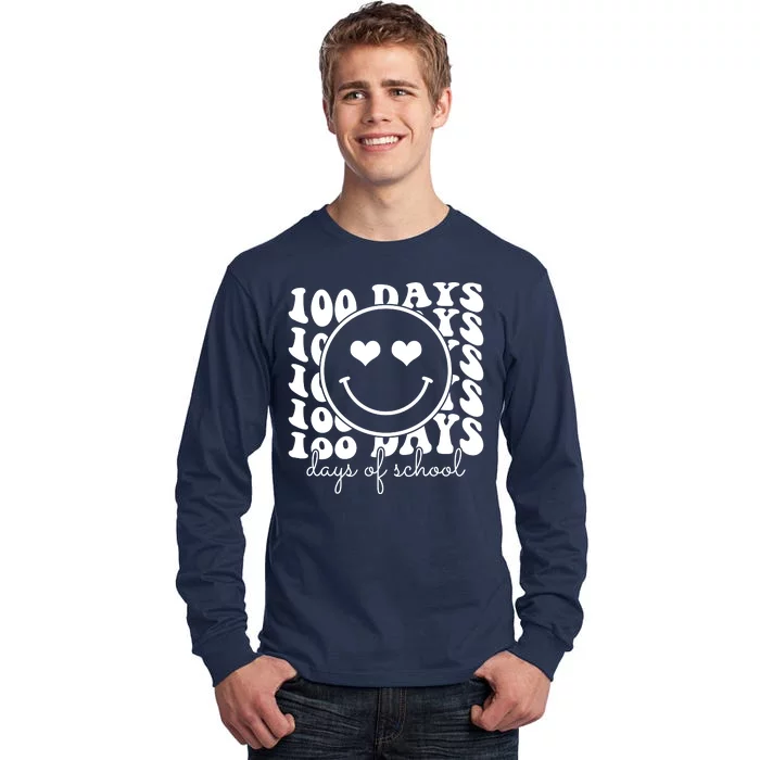 100 Days Of School Retro Smiley Heart Tall Long Sleeve T-Shirt