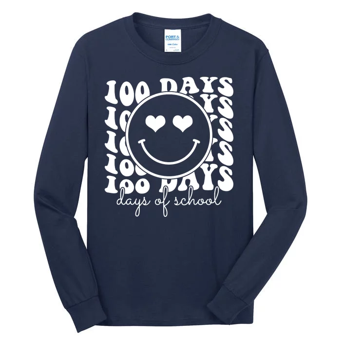 100 Days Of School Retro Smiley Heart Tall Long Sleeve T-Shirt