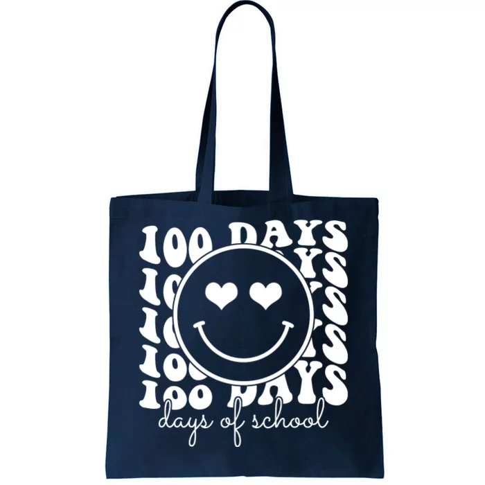 100 Days Of School Retro Smiley Heart Tote Bag