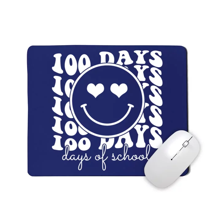 100 Days Of School Retro Smiley Heart Mousepad