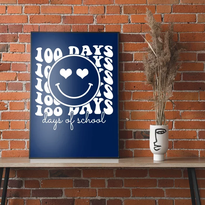 100 Days Of School Retro Smiley Heart Poster