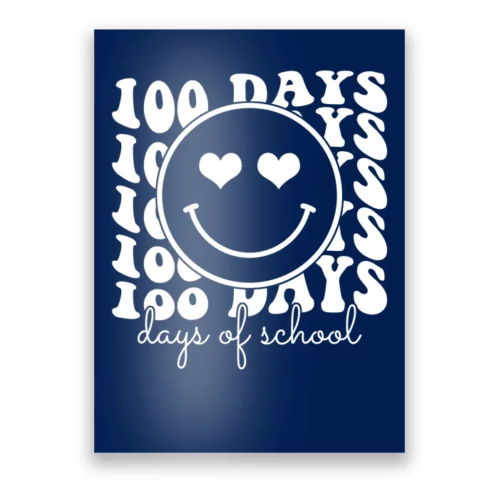 100 Days Of School Retro Smiley Heart Poster