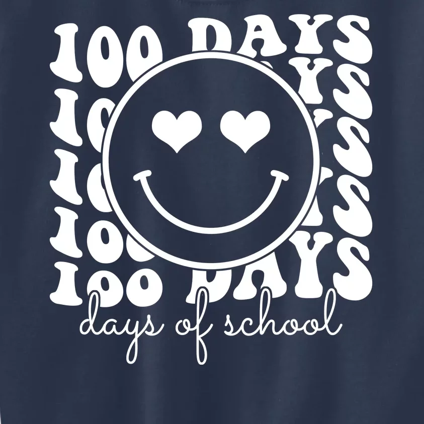 100 Days Of School Retro Smiley Heart Kids Sweatshirt