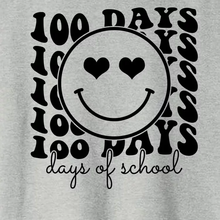 100 Days Of School Retro Smiley Heart Women's Crop Top Tee